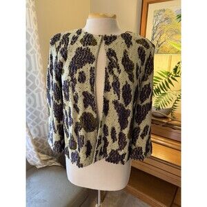 ST. JOHN 3/4 Jacket Animal Print Knit, Lined, 3/4 Sleeve, Size 10